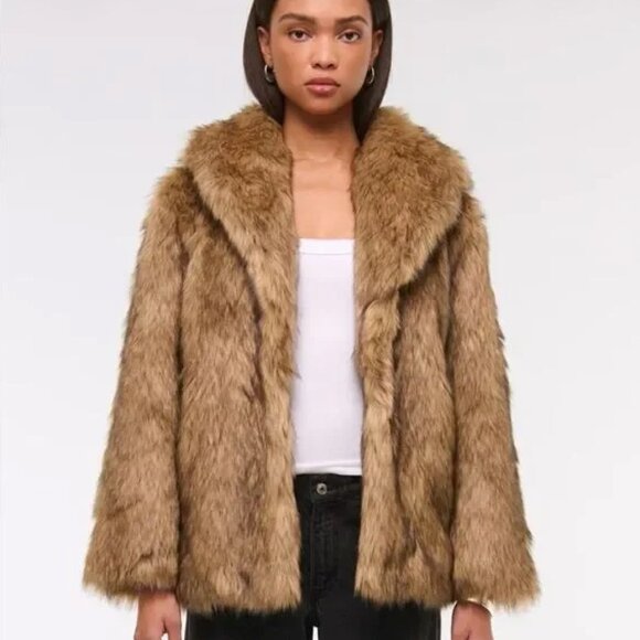 Abercrombie & Fitch Women's Shawl Collar Faux Fur Coat - Picture 4 of 4